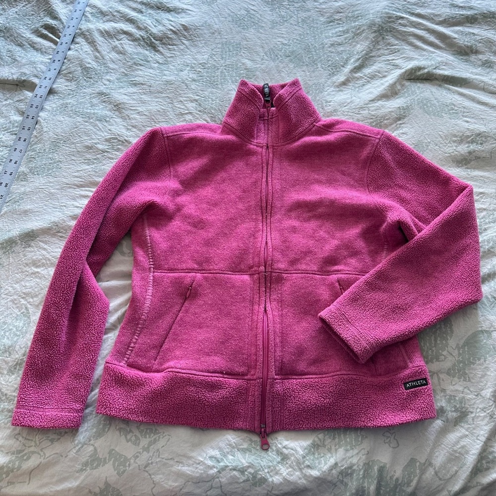 ATHLETA Polartec Fleece Jacket -medium full zip pink warm workout warmup
